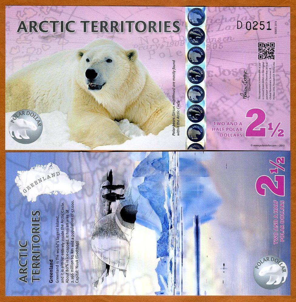 Arctic Territories, $2 1/2, 2013, Polymer, UNC Polar Bear