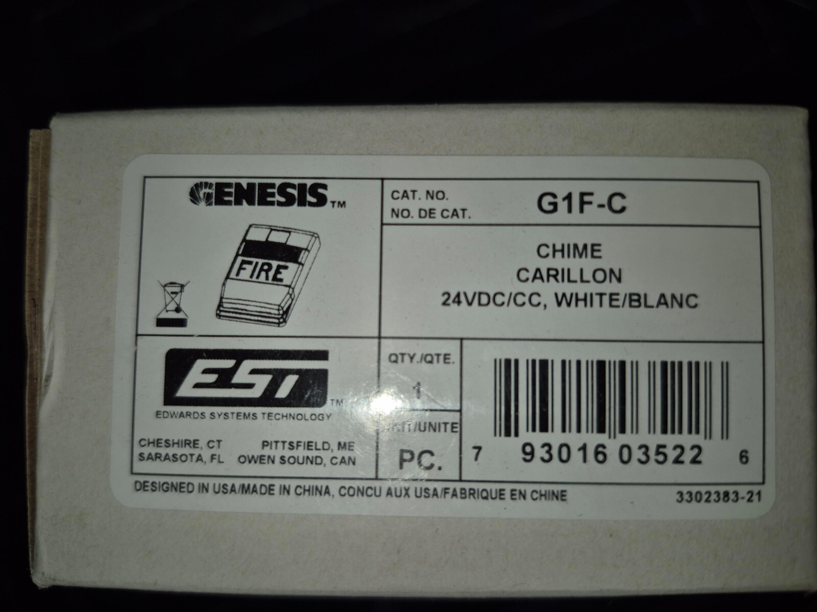 Edwards G1F-C Temporal Chime NEW