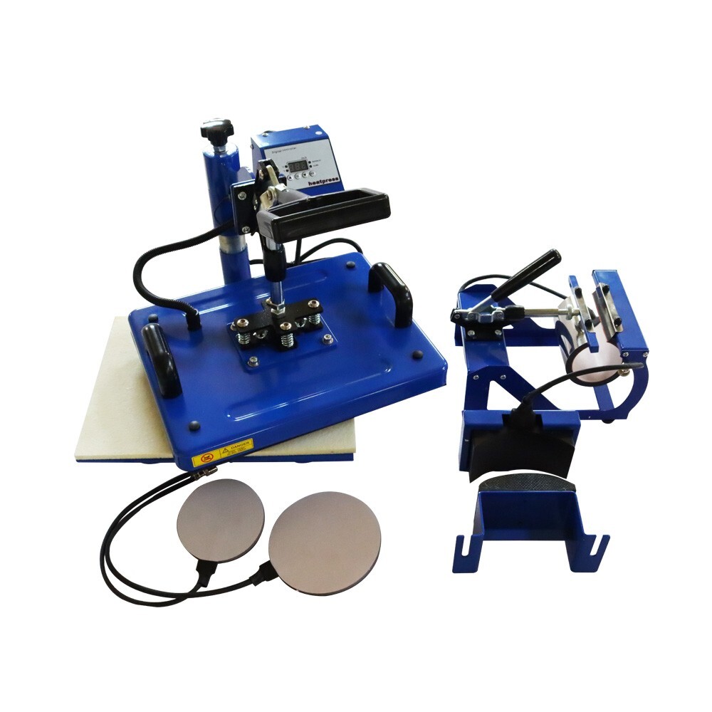 5in1 Flat Heat Press Mug Plate Cap Hat T-shirts DIY Printing Transfer Machine