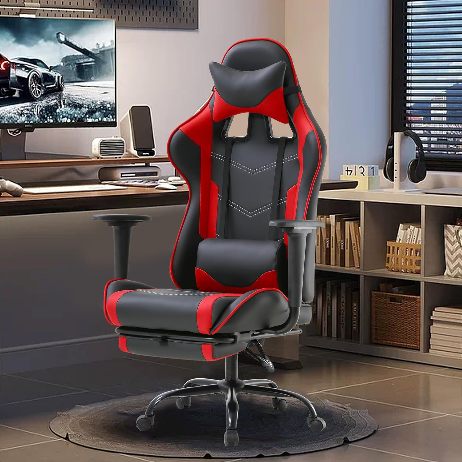 PC Gaming Chair Desk Chair Ergonomic Office Chair Executive High Back PU Leather