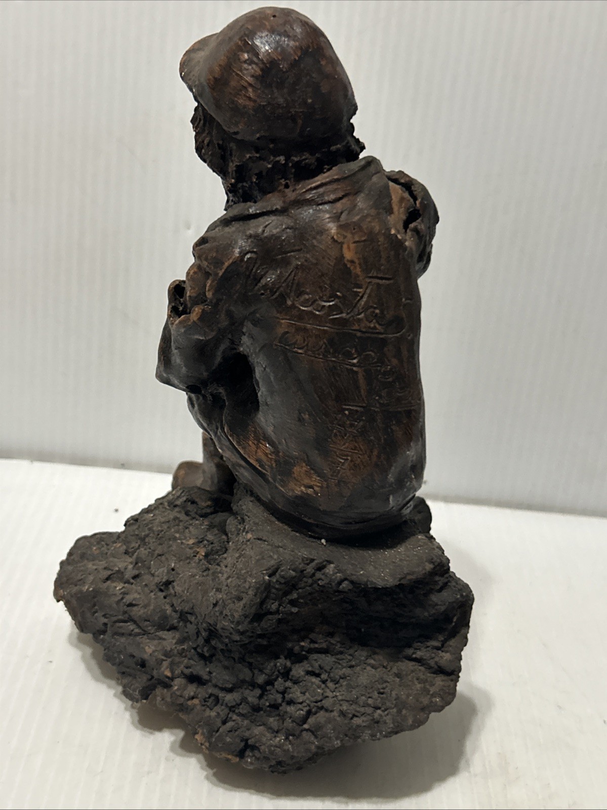 Peruvian Folk Art Clay Sculpture Signed V. Acosta Cusco Peru Rustic 77/7 Man/177
