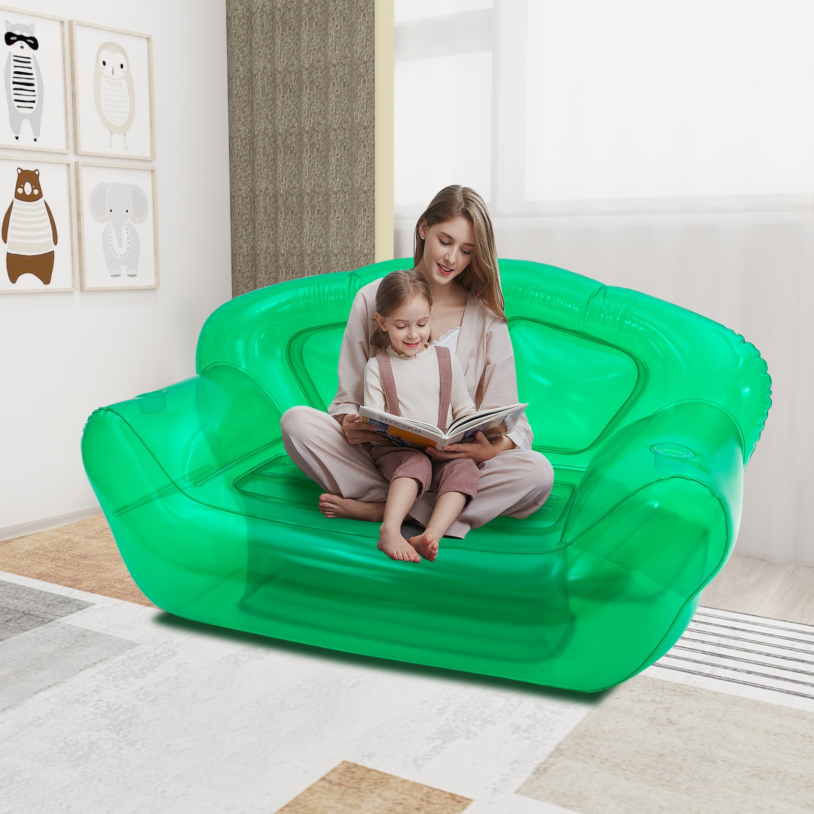 Portable Inflatable Sofa Double Person Couch Patio Yard Camping Inflatable Sofa