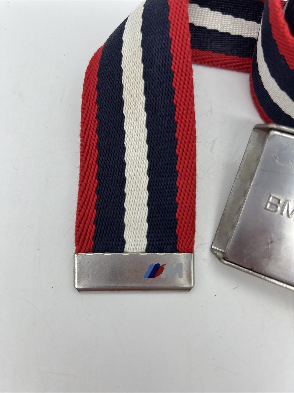 BMW Motorsport Men's Belt 115cm Webbing Metal Buckle Red White Blue