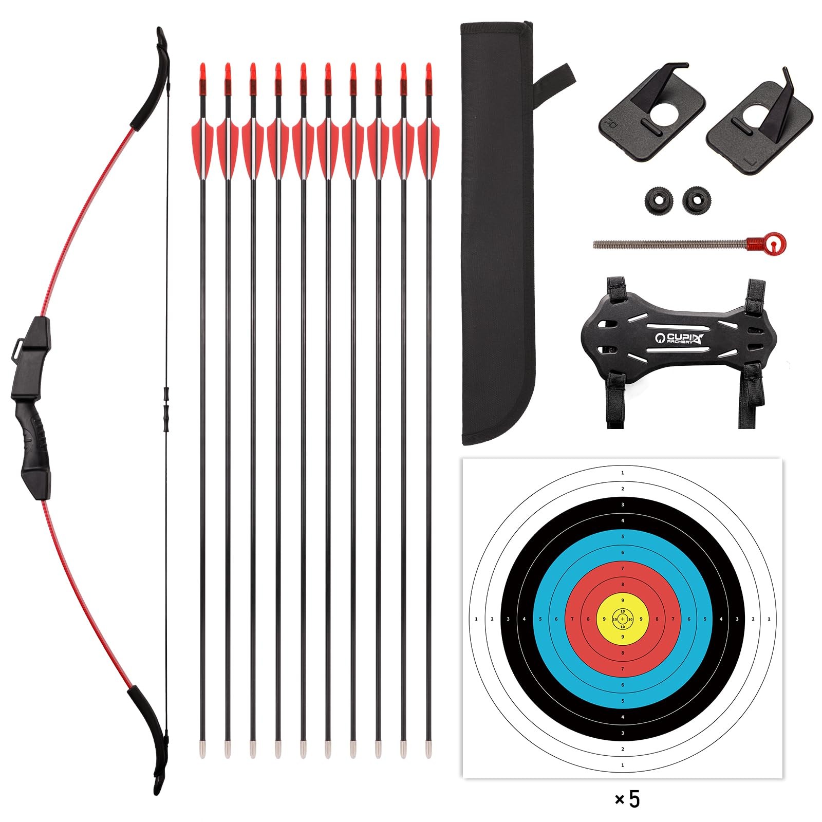 LWANO Bow and Arrow Set for Kids, Archery Beginner Gift with 10 Arrows, 5 Red