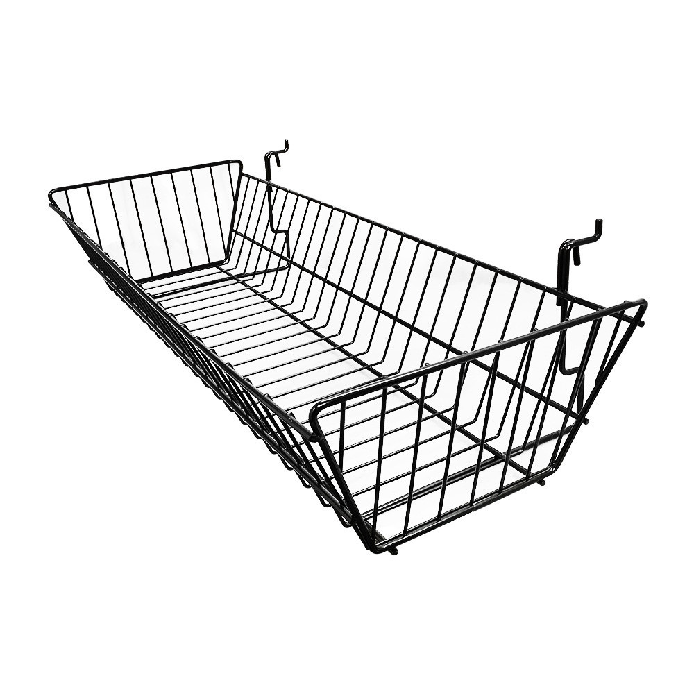 6 Pc Metal Wire Black Slatwall Gridwall Pegboard Large Double Sloping Basket