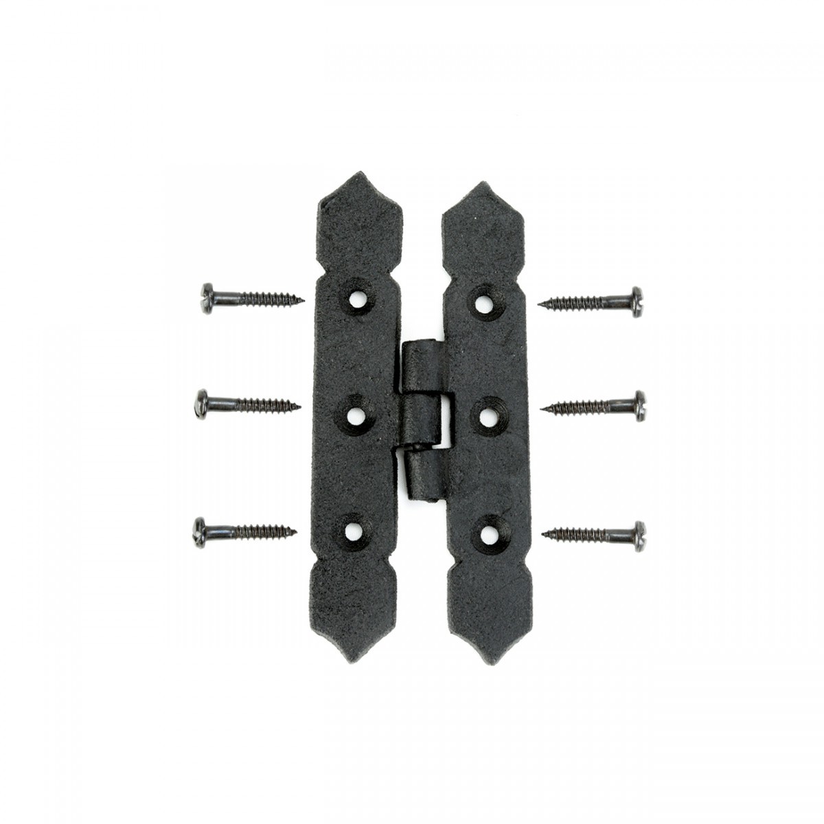 Cabinet H Hinge Black Iron Spear Tip 4" H with Screws Renovators Supply