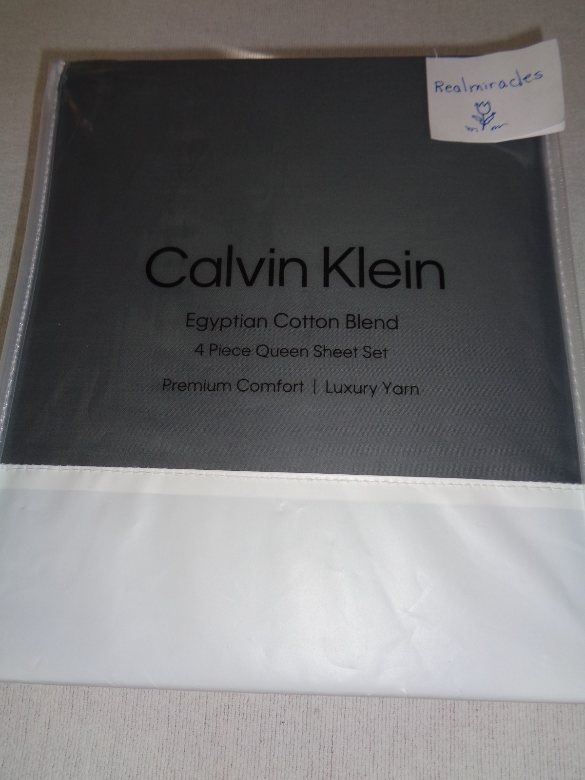 NEW CALVIN KLEIN QUEEN to 15" sheet set Egyptian Cotton Blend GREY