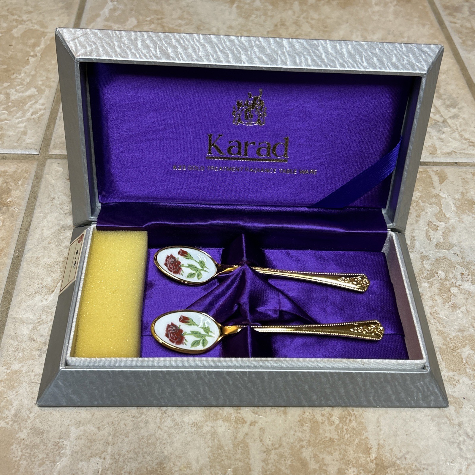 Vintage  Karad K22 Gold Treatment Radiance 2 PC Sugar Spoon Set Tableware