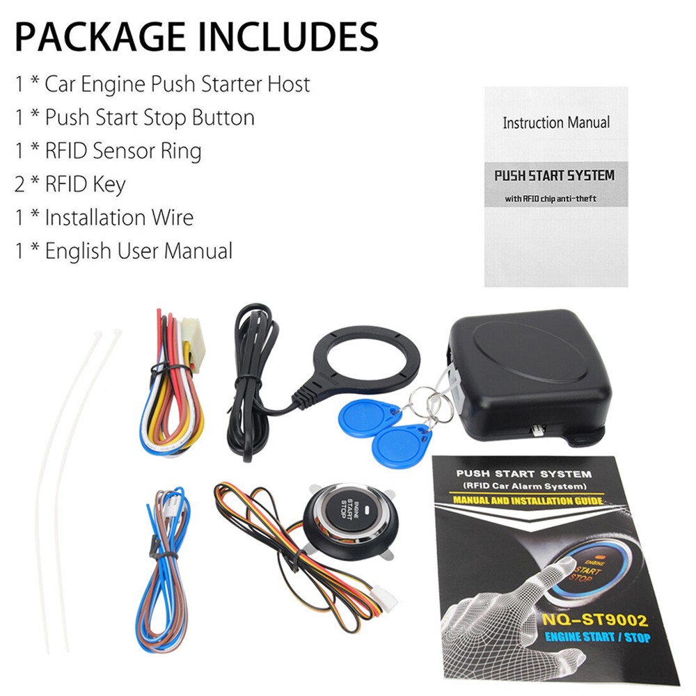 12V Cars Ignition Switch RFID Engine Start Push Button Keyless Entry Starter Kit
