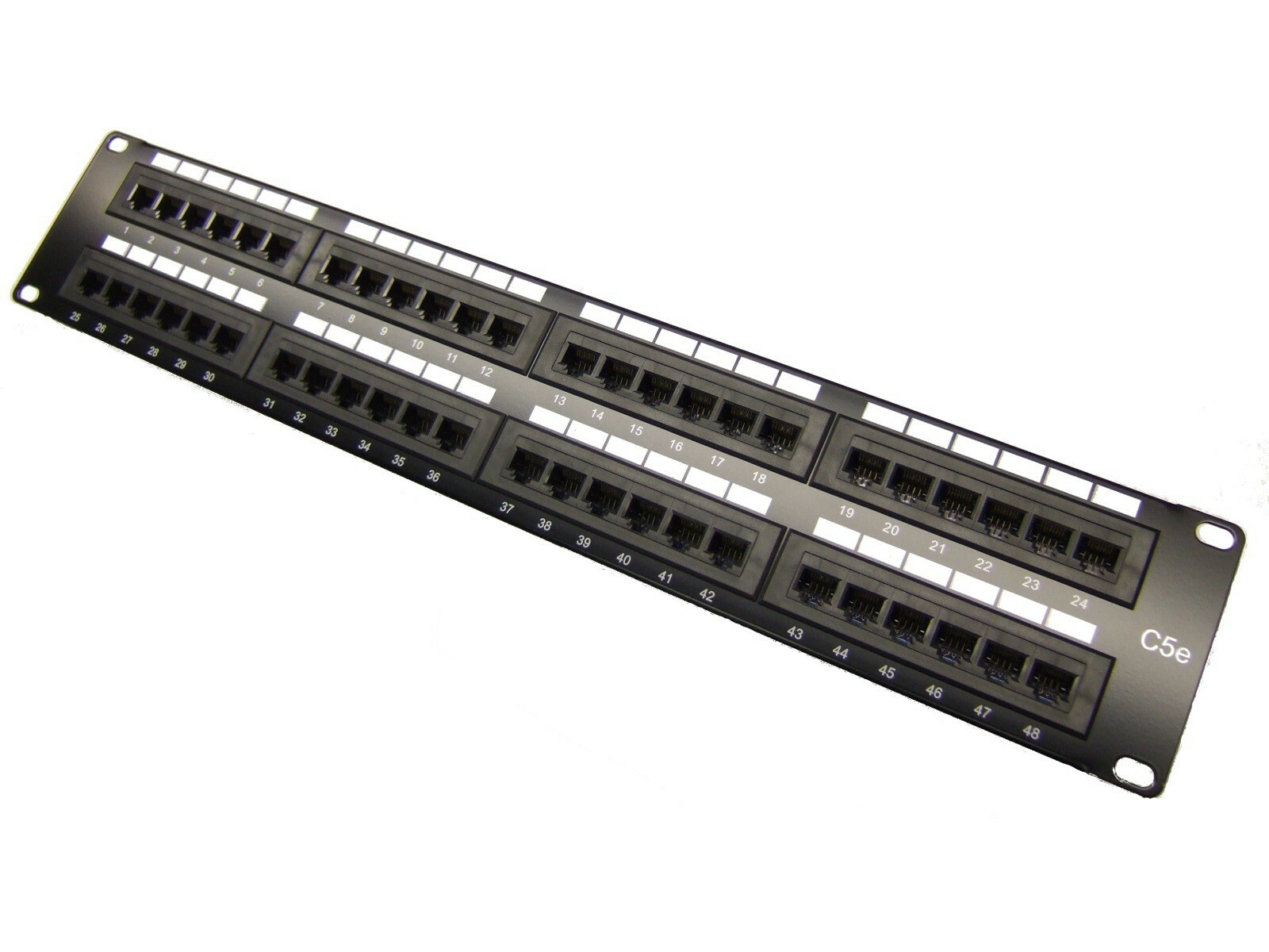 Cat5e 48 Port Patch Panel RJ45 110 Punch Down Rack Mount with Wire Management 2U