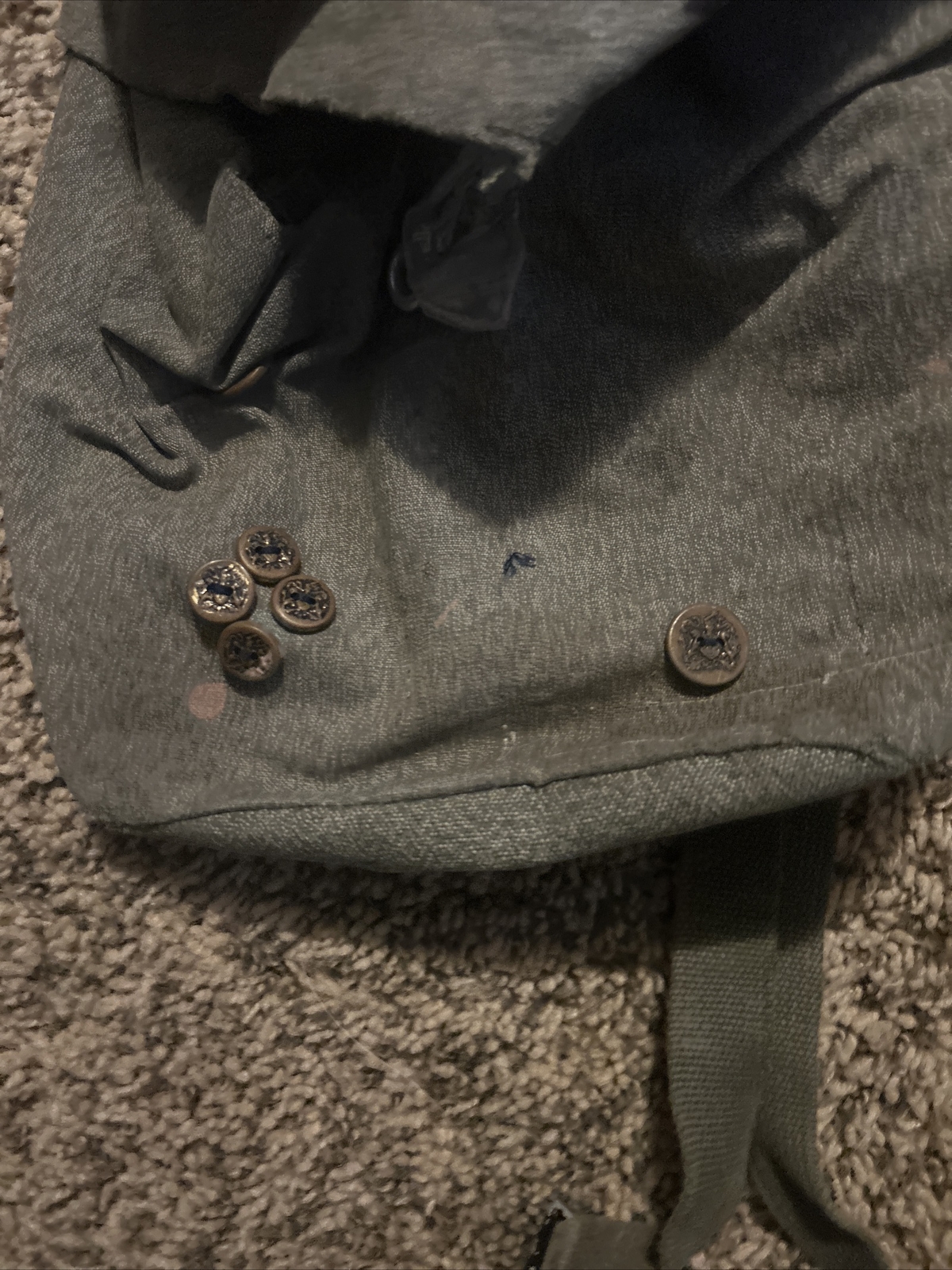 Vintage Military Canvas Tote Bag With Shoulder Strap, Button Close