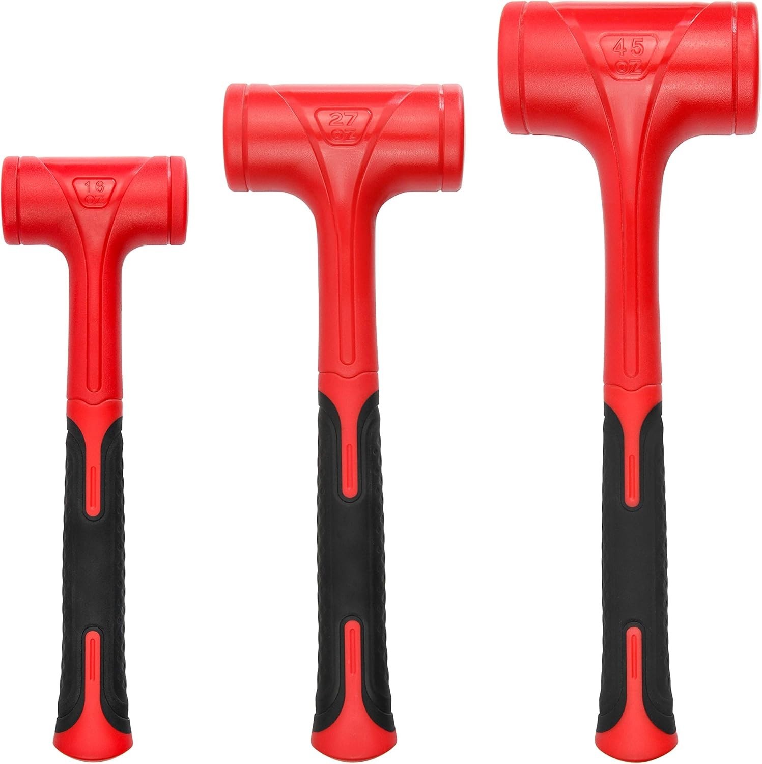 3PCS Dead Blow Hammer Set 16oz 27oz 45oz Shockproof No Rebound Mallet Grip-PQ