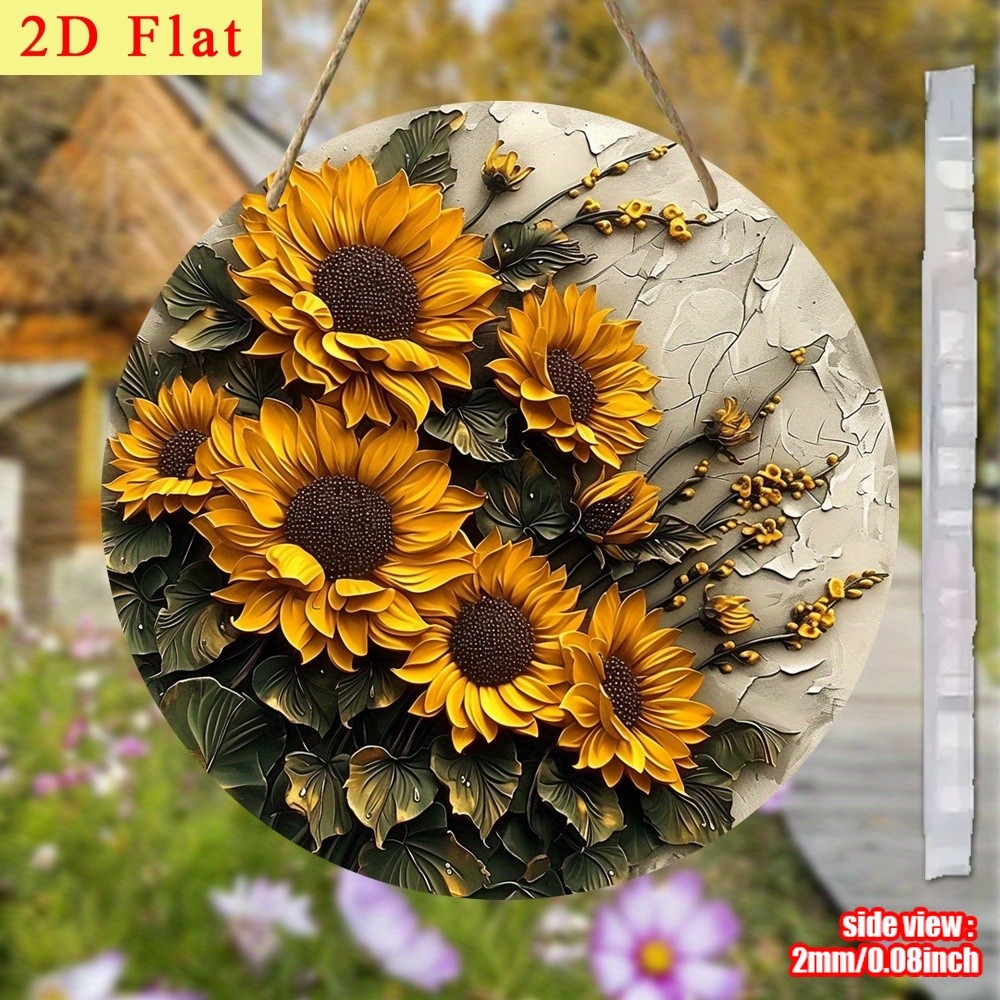 2D Flat Retro Enchanting Sunflower Autumn Harvest Acrylic Plaque