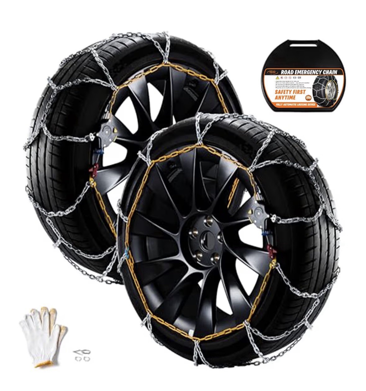 Set Of 2 Snow Tire Chains Easy Install Quick Fit Universal 215 - 265 MS1519