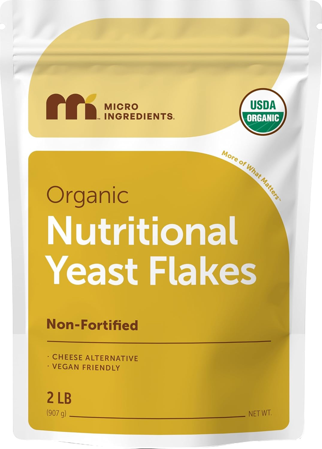 Organic Non-Fortified Nutritional Yeast Flakes, 2 Pounds | Vegan Protein, B Vita