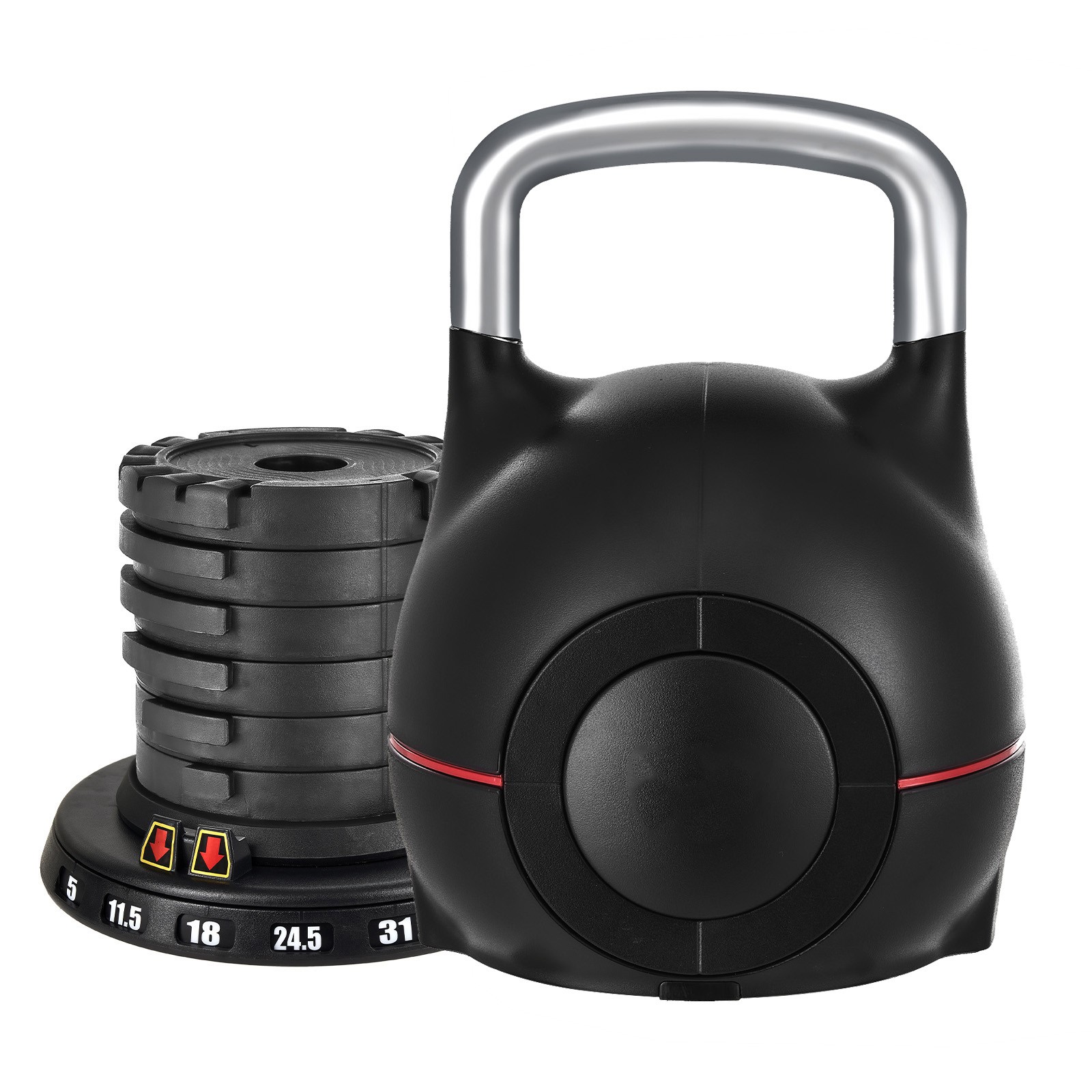 Adjustable Kettlebell 7-in-1 Weight Set, 5-44 lbs for Strength & Workout