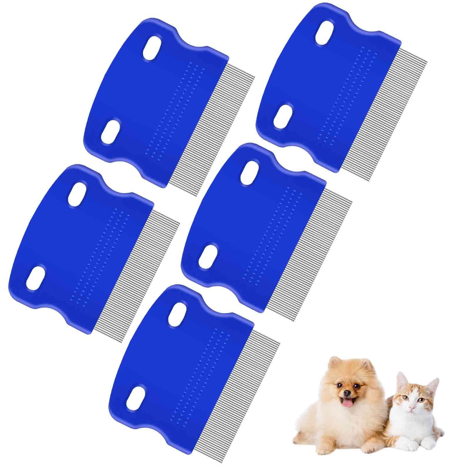 Brillirare 5 Pack Flea Lice Comb, Stainless Steel Dog Cat Grooming Combs with