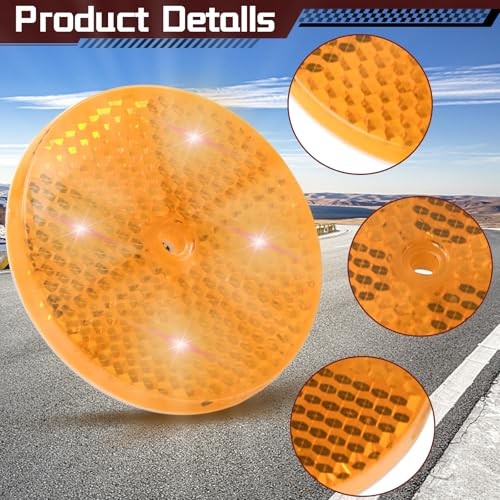 10 Pack Front Round Reflector, Safety Reflector Trailer Reflector, Amber