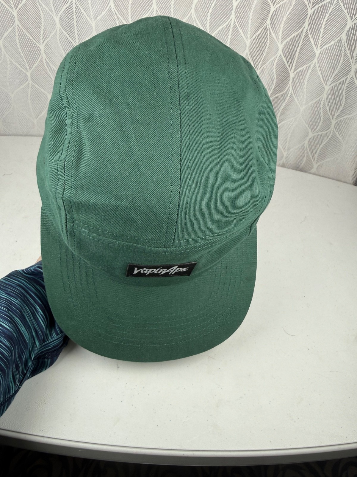 VapinApe Black White Patch on Forest Green 5 Panel Bill Hat Cap Strap Buckle