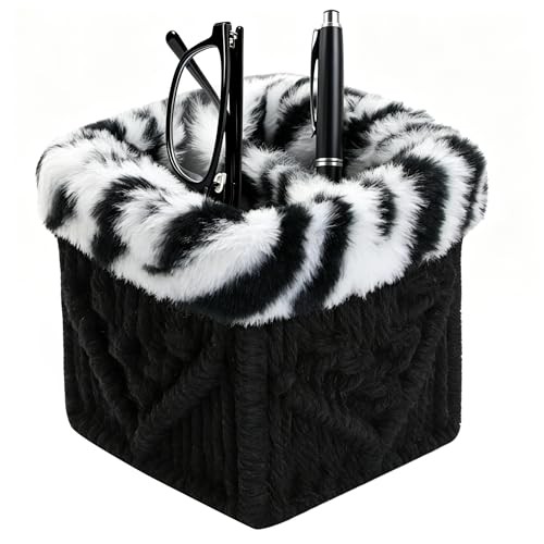 Eyeglass Holder for Nightstand,Anti-scratch Plush Eyeglass Stand Black Zebra