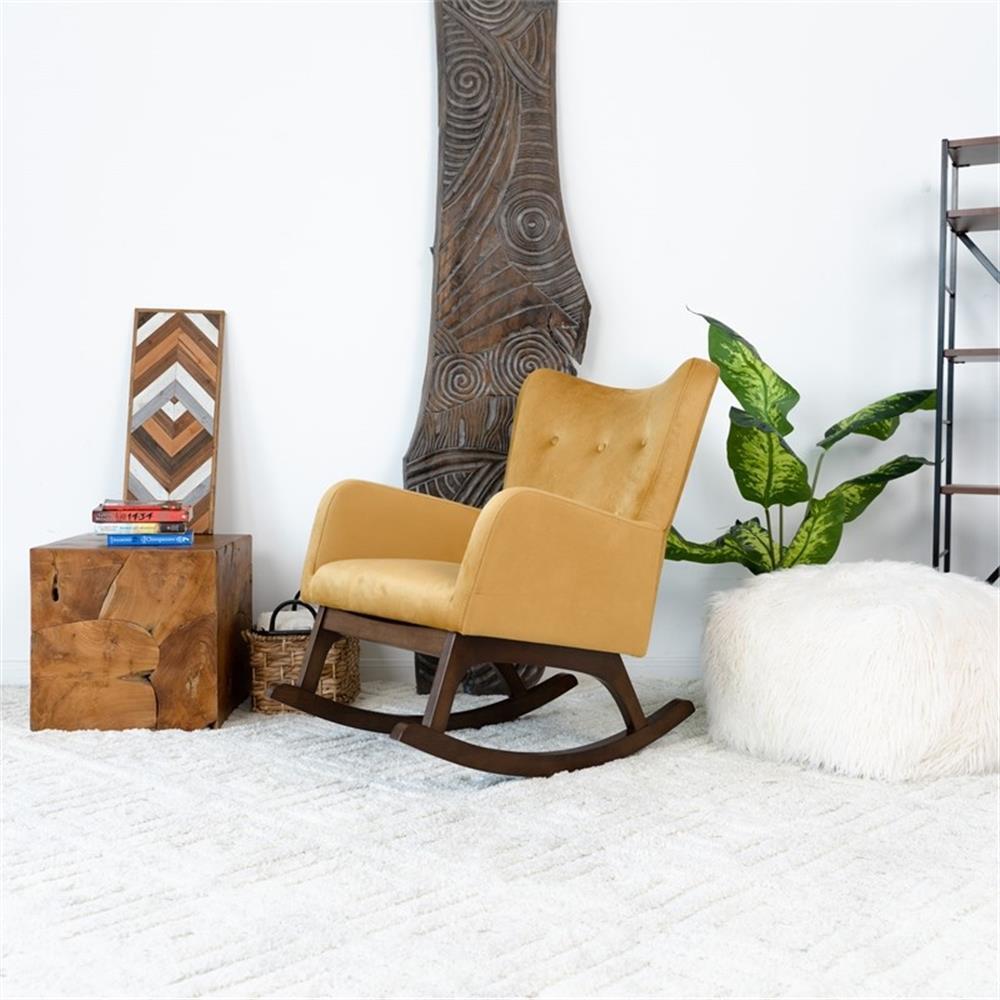 Logan Mid Century Modern Glider Rocking Velvet Chair for Nursery in Yellow