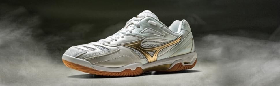 MIZUNO Badminton Shoes WAVE FANG PRO 71GA2100 White/Gold
