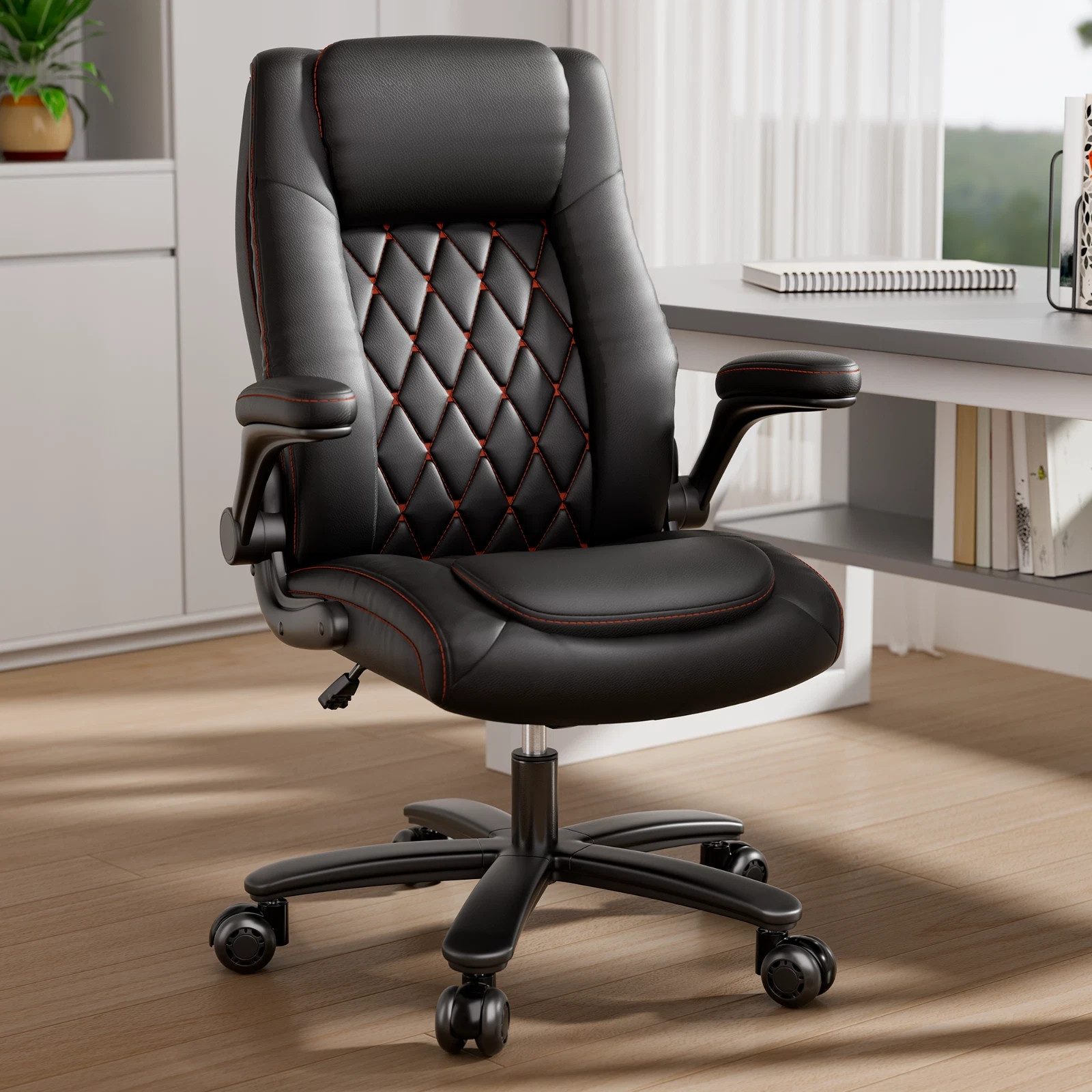 Big and Tall Office Chair 400lbs PU Leather Desk Chair Upgraded Rubber Wheels