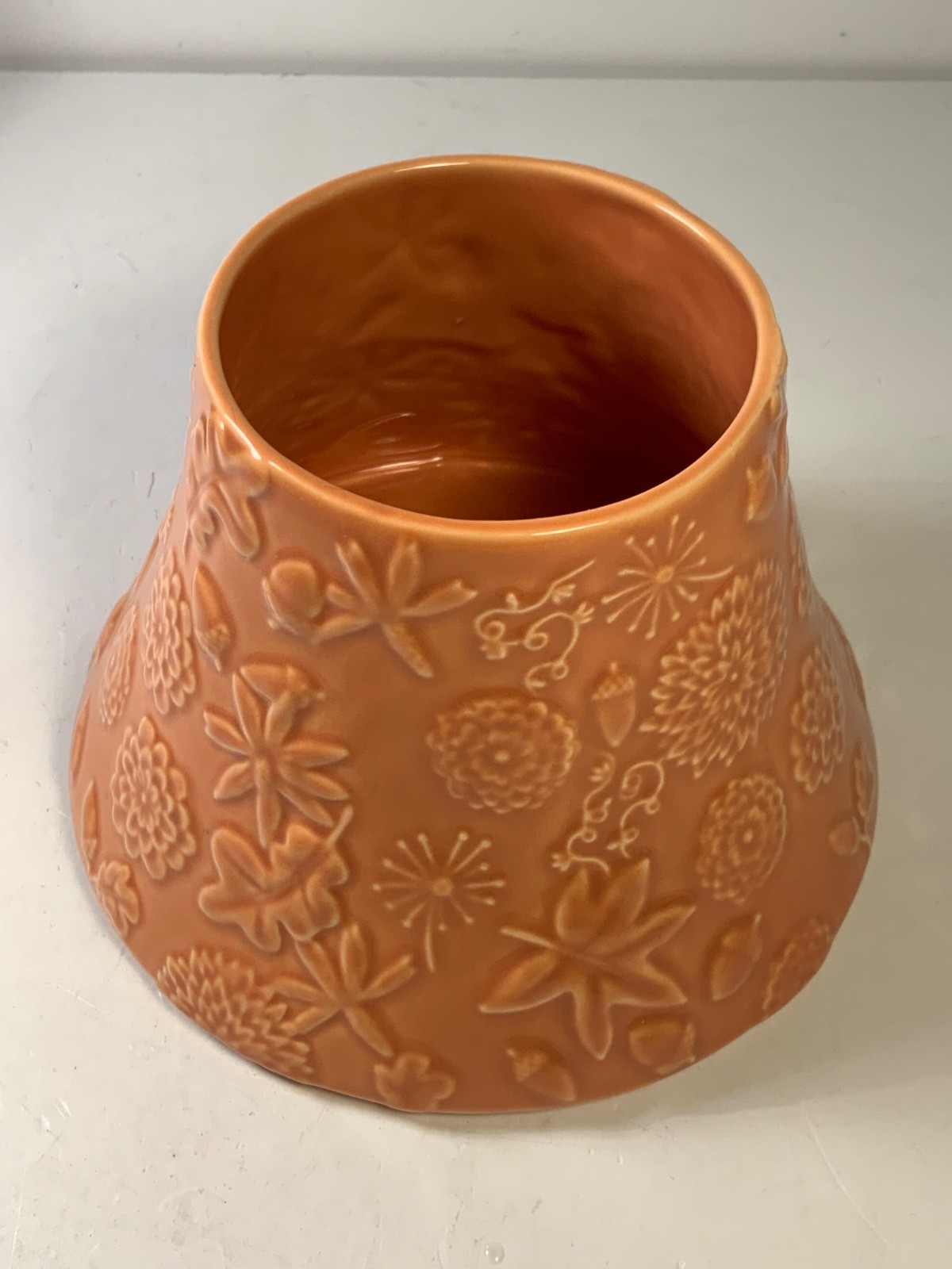 Hallmark Autumn Orange Ceramic Candle Topper 6.75 in.