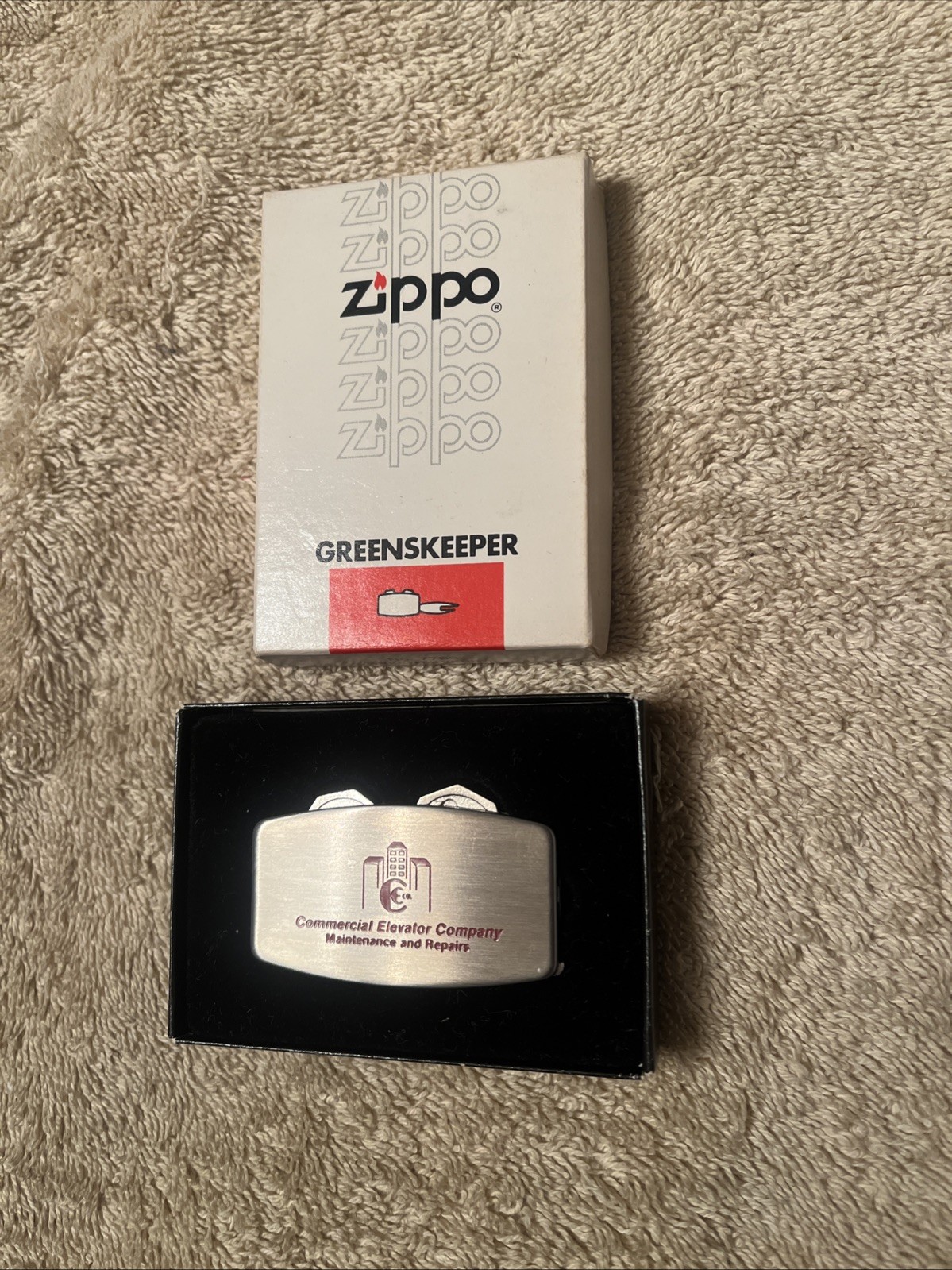 NEW Commercial Elevator Company Zippo Greenskeeper Golf Divot Ball Marker RARE!
