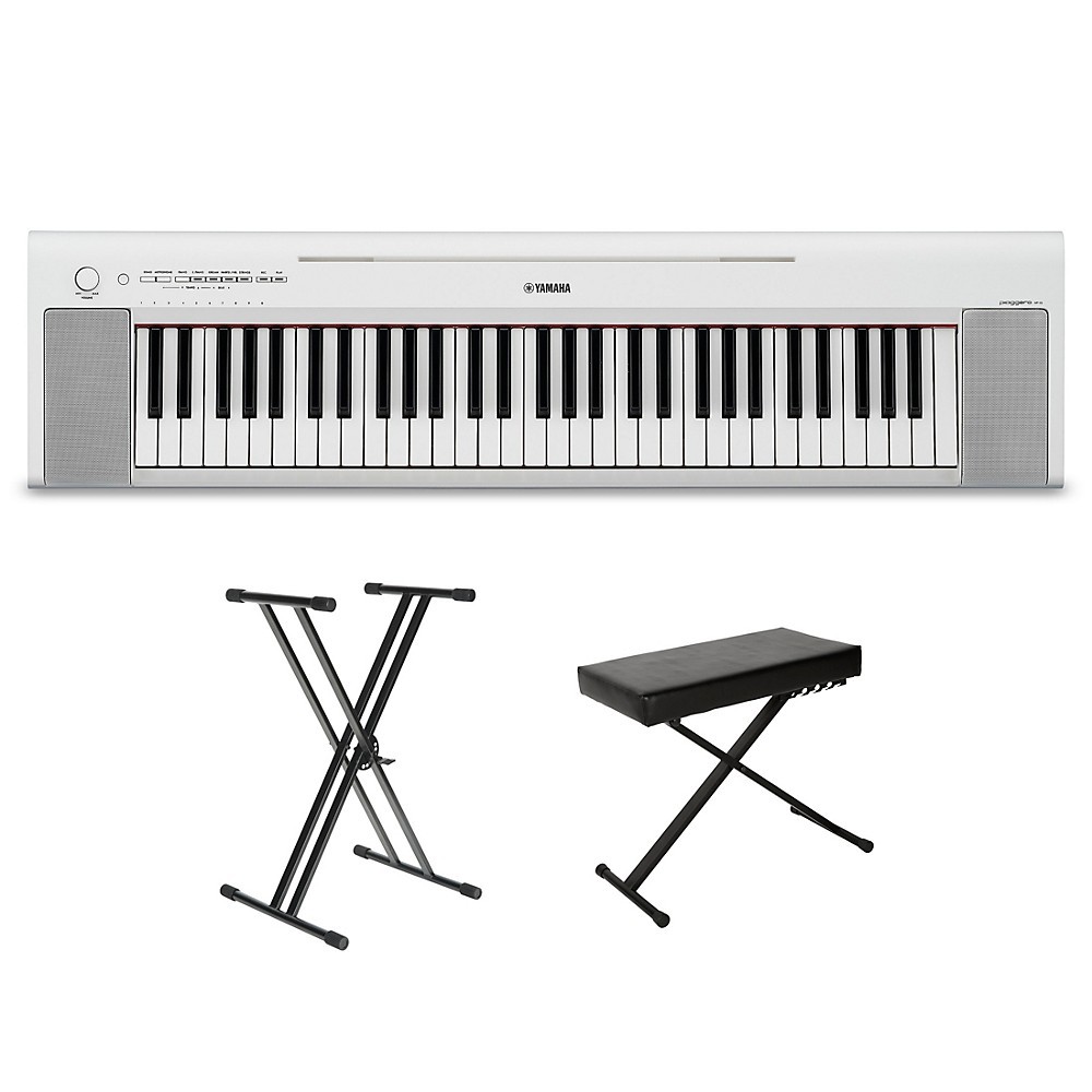 Yamaha Piaggero NP-15 61-Key Keyboard w/Power Adapter White Essentials Package