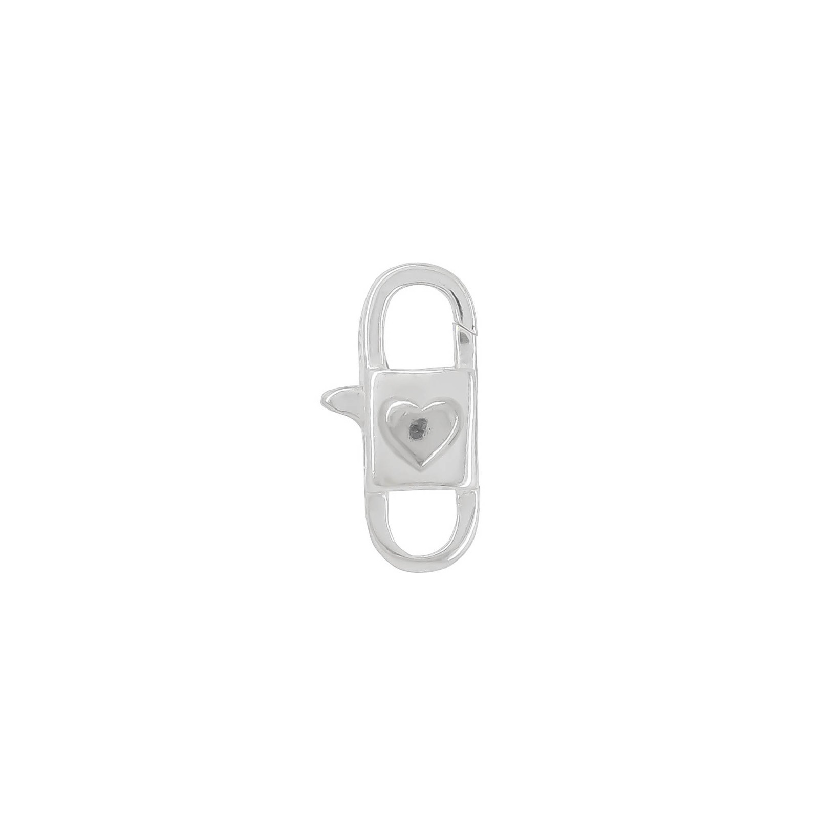 Sterling Silver Small Love Heart Rectangle Lobster Claw Clasp #51077