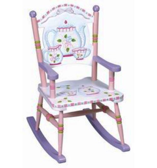 New Guidecraft Toddler Girl's Tea Party Pink Purple Wood Rocking Chair