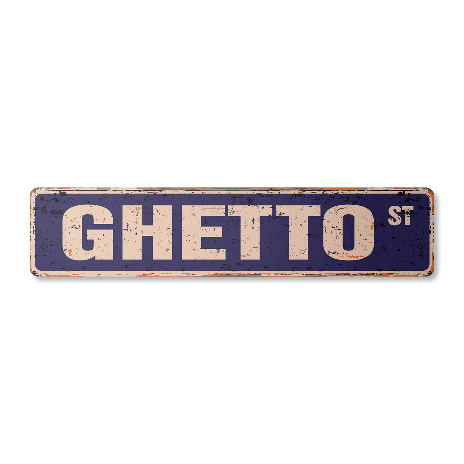 GHETTO Vintage Street Sign Metal Plastic the hood urban area black