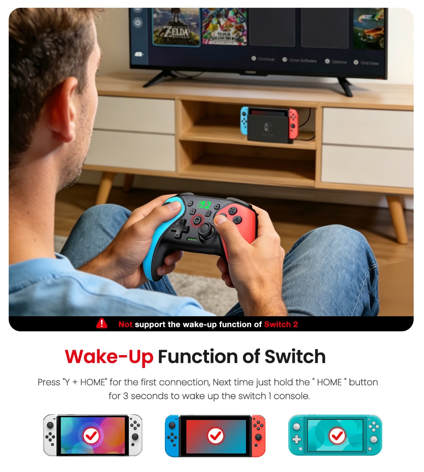 Wireless Pro Switch 2 Controller for Switch 2/Switch/Lite/OLED/Android/iOS/PC