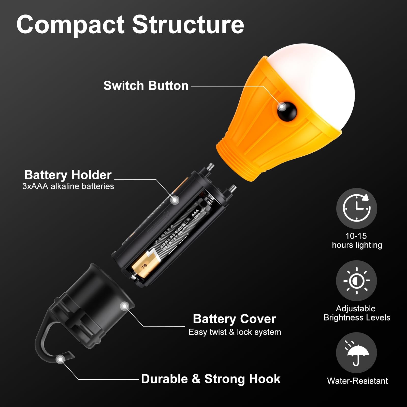 Portable Soft Amber Yellow Bug Resistant LED Hanging Camping Lantern Light