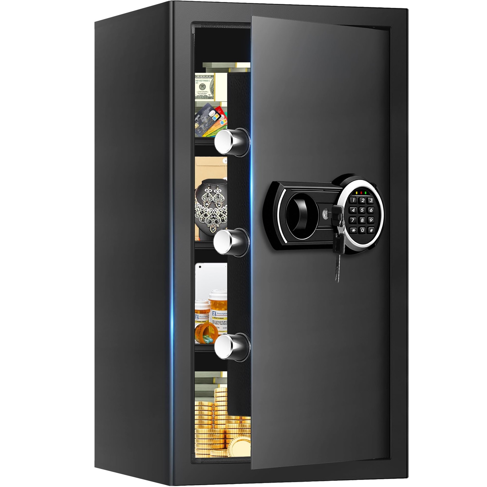 6.1 Cuft Heavy Duty Fire Security Home Safe Box, Large Floor Safe with Digita...
