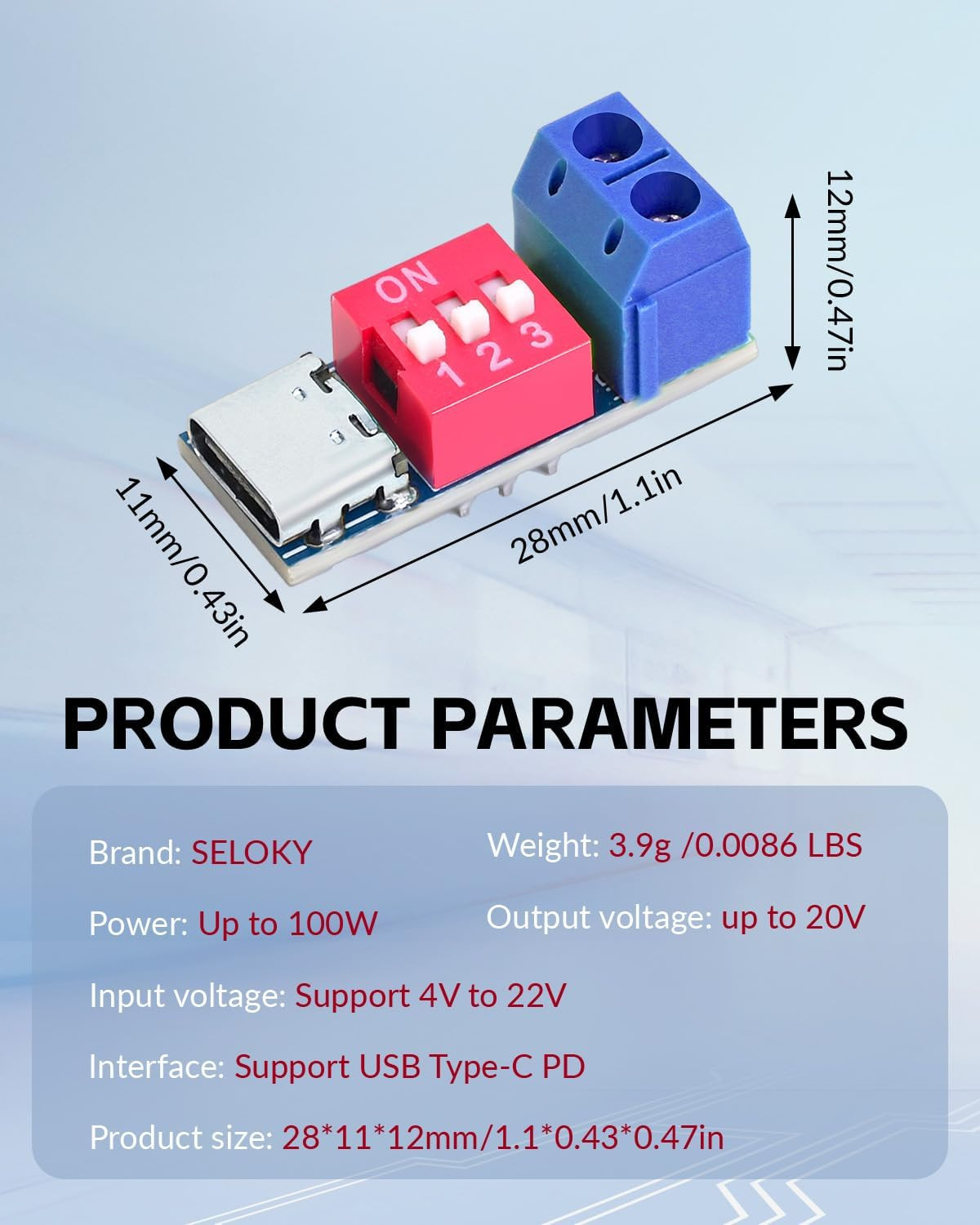 USB-C PD Trigger Board Module PD/QC Decoy Board Fast Charge USB Type-C to 5-20V
