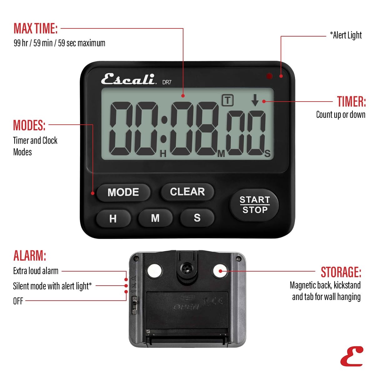 Extra Loud Display Digital Kitchen Timer with Clock Mode, Recall Timer Magnet...