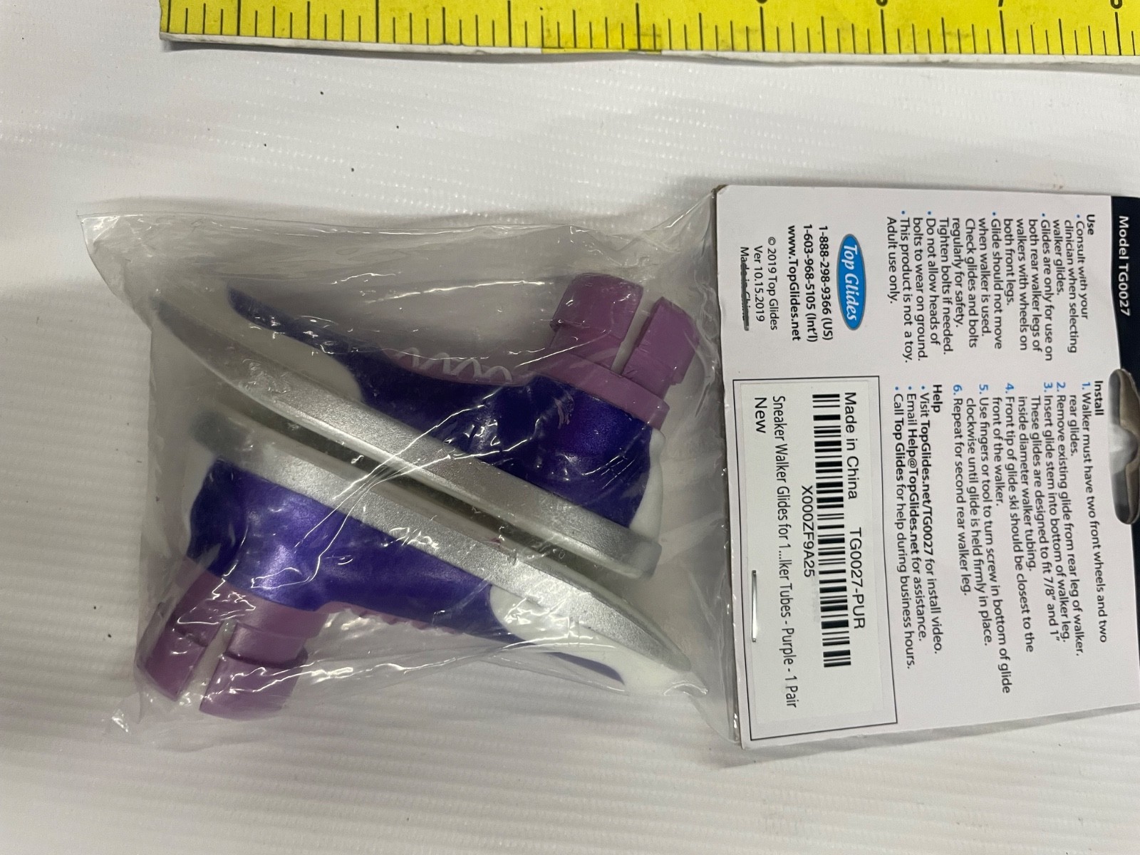 Sneaker Walker Glides for 1" Walker Tubes - Purple - 1 Pair