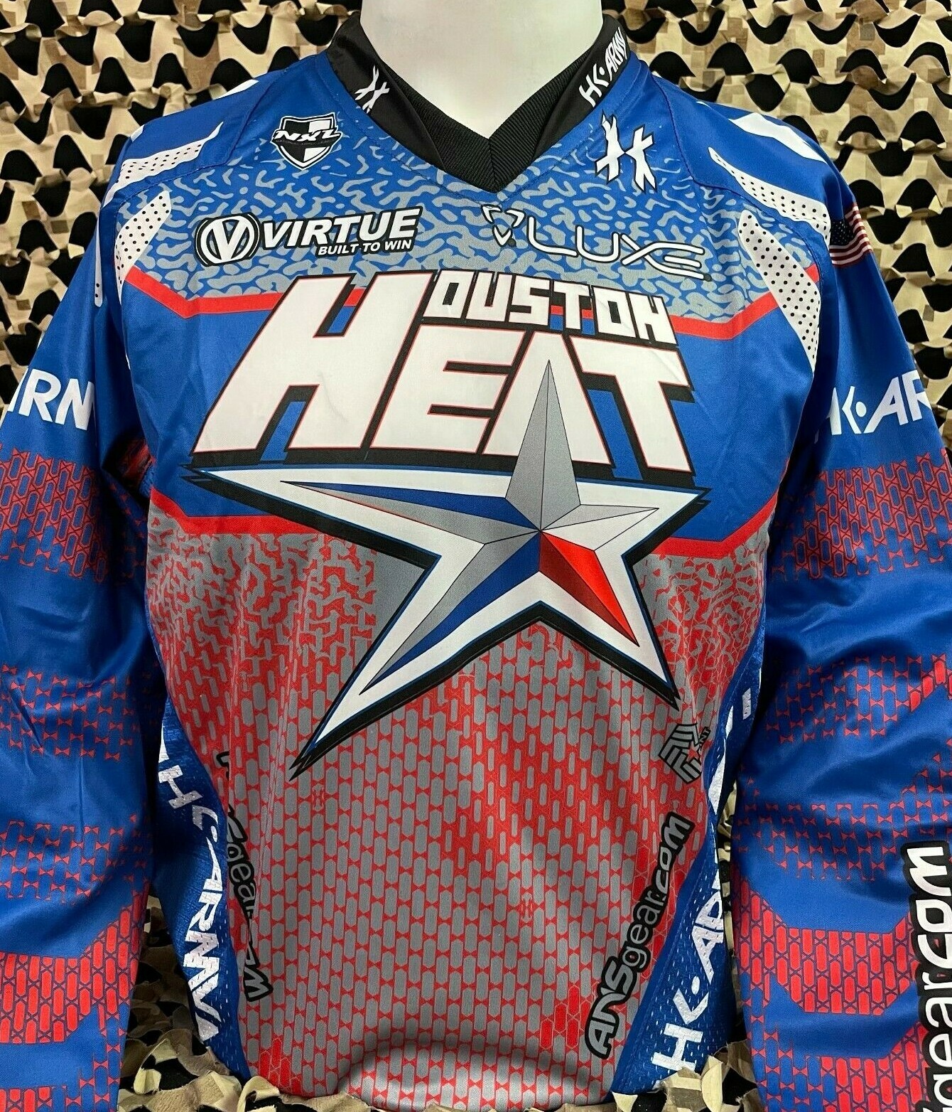 NEW HK Army Freeline Paintball Jersey - Houston Heat Away - Blue/Red - 2XL