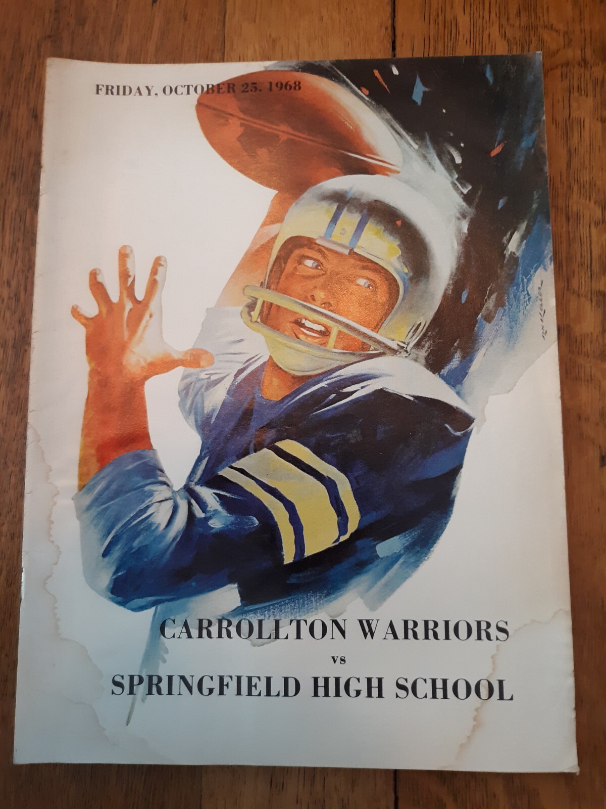 Ohio Springfield High vs Carrollton Warriors Oct. 25, 1968 football program