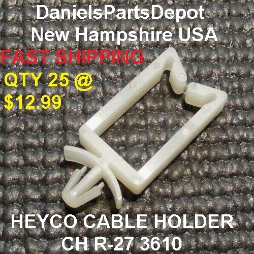 x25 WIRE CABLE MOUNTING HOLDER Arrow Head HEYCO CH R-27 3610 WHITE NYLON NATURAL