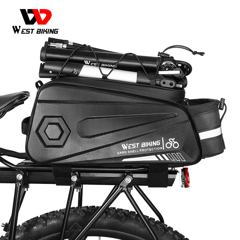 WEST BIKING 8.6L Waterproof Bike Trunk Bag Hard Shell Bicycle Rear Panniers Bag