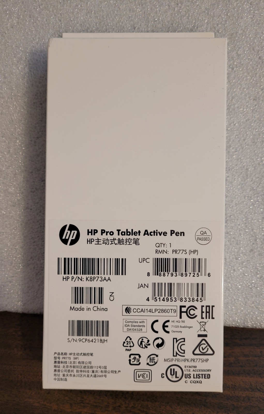 Genuine OEM New HP Pro Tablet K8P73A  Active Pen (408) Lightweight Digital Pen