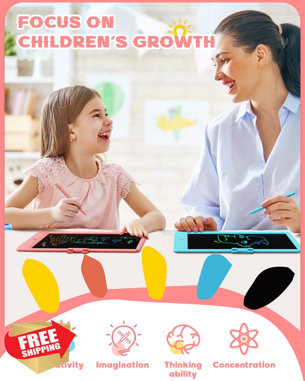 ORSEN 10 Inch Pink LCD Tablet