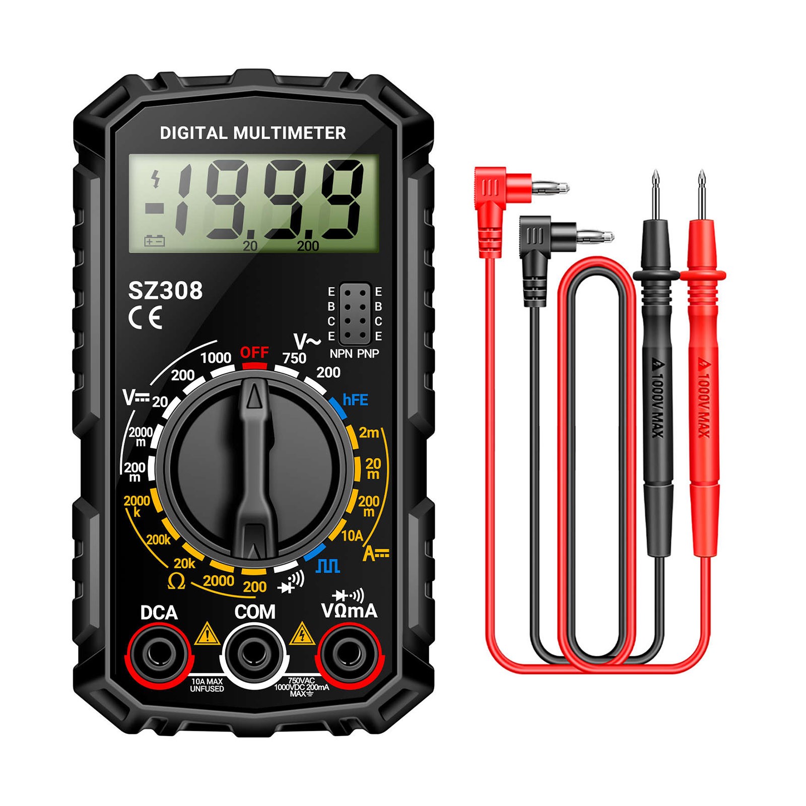 Digital LCD Multimeter Volt Ohm Meter for AC DC Voltage and Current Measurement