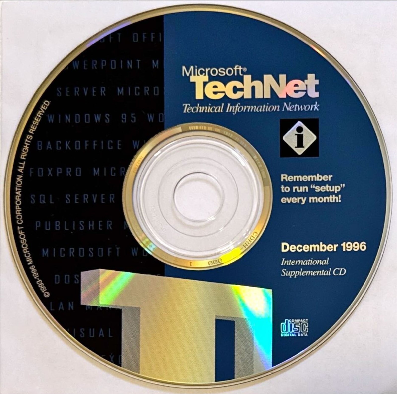 Microsoft TechNet December 1996 Volume 4, Issue 12, 3-CD Set - Excellent