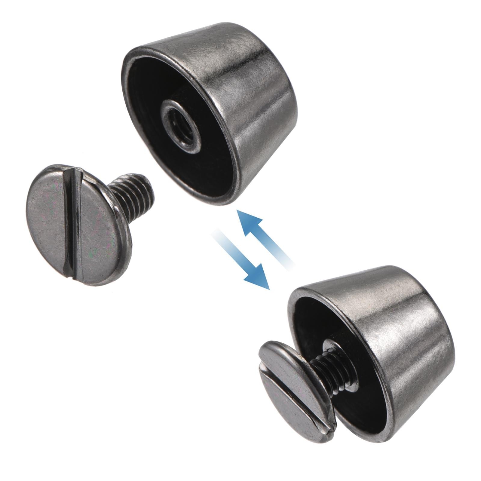 12x7mm Rivet Studs Screw Back Flat Cable Feet Stud Dark Grey 8pcs