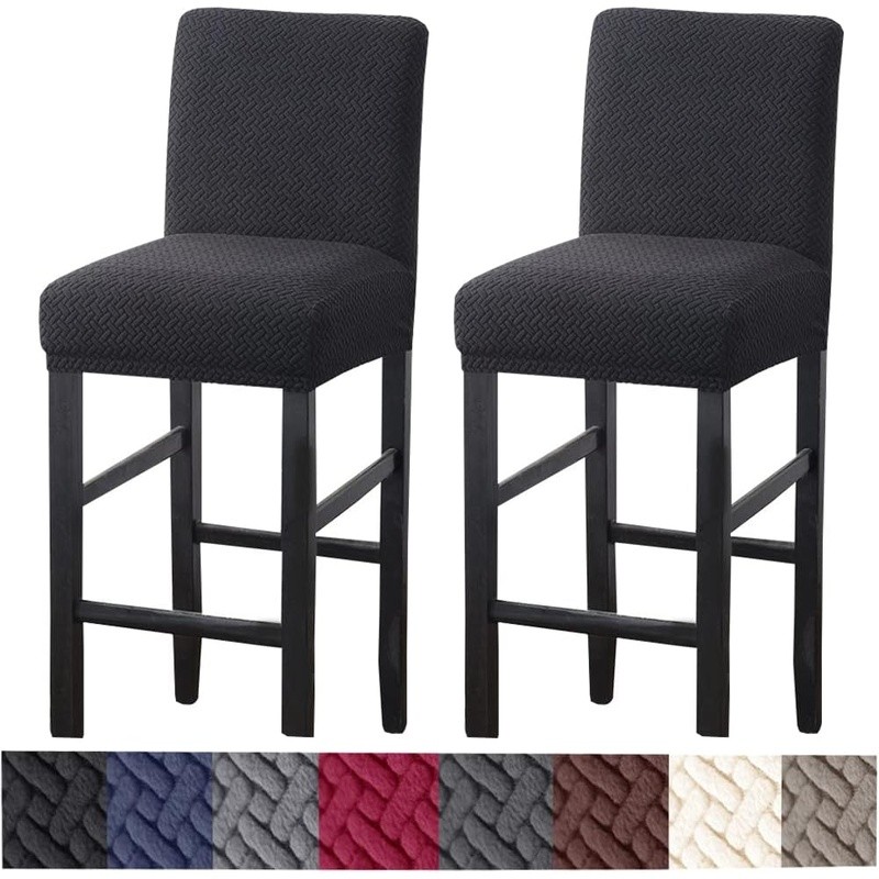 Stretch Bar Stool Covers Backrest Protector Chair Slipcovers Machine Washable US