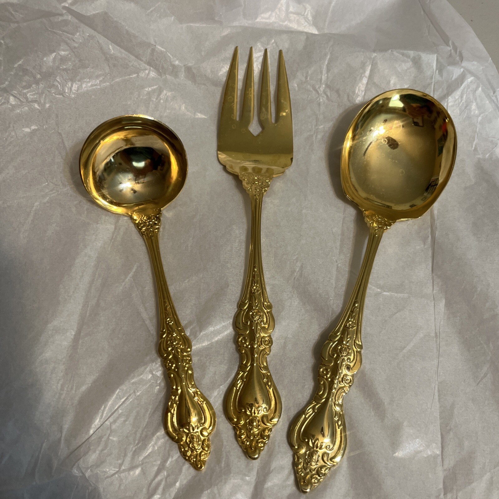 Gold Plated 3-Piece Serve Ware Royal Sealy Japan Shiny